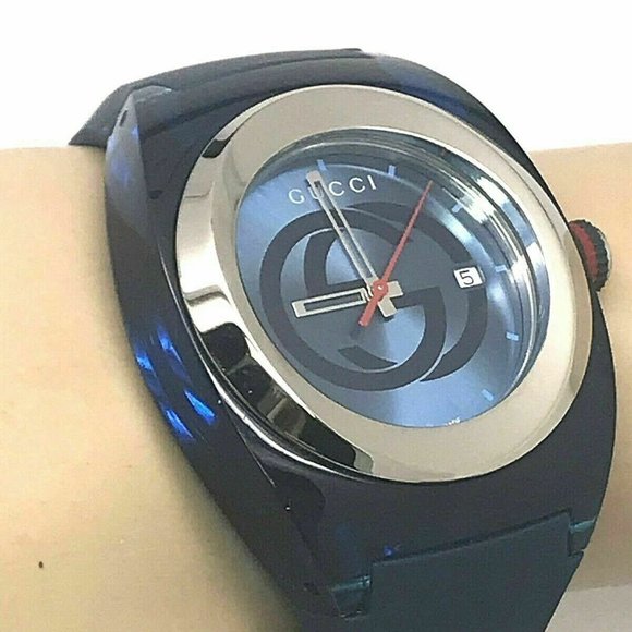 GUCCI SYNC YA137104 Blue Rubber Band Men's Watch - Picture 5 of 8